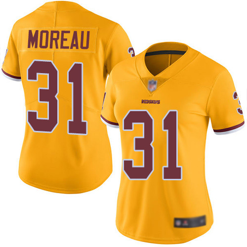 Washington Redskins Limited Gold Women Fabian Moreau Jersey NFL Football #31 Rush Vapor->women nfl jersey->Women Jersey